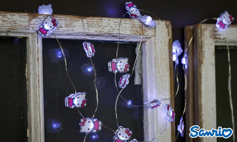 20ct 7 (2 Silver Buffalo Sanrio Hello Kitty Strawberry Dress Decorative String Lights, Feet Long, Battery Powered AA