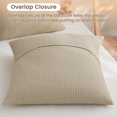 PHF 100% Cotton Waffle Weave Euro Shams - 26" x 26", No Filling, 2 Pack Elegant Home Decorative Pillow Covers