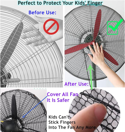 2 PACK Fan Cover for 30 Inch Industrial Pedestal Fan,Fan Dust Cover for Kids Children Finger Protection,Fan Mesh Cover for 30" Commercial Fan for Home Office Shop,Washable,Reusable,Easy to Install by Codear