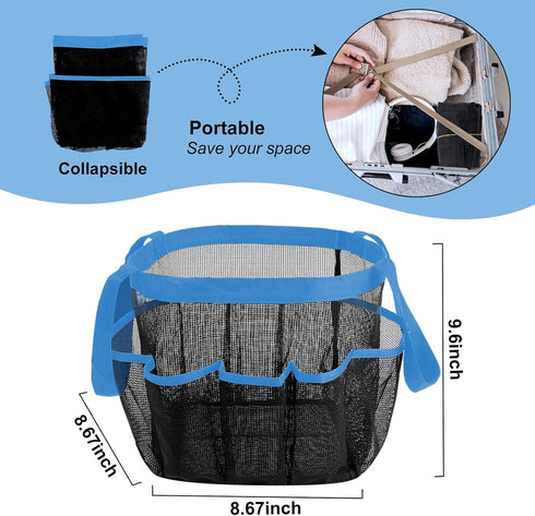 Attmu Portable Mesh Shower Caddy, Quick Dry Hanging Tote Bag for College Dorm Room Essentials, Large Capacity