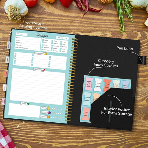 Recipe Book to Write in Your Own Recipes, Blank Recipe Notebook with Tabs for Family Cooking Lovers, 120 Pages