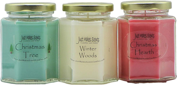 Christmas Candle Variety Pack - Hand Poured Blended Soy Candles (Christmas Tree, Winter Woods, Christmas Hearth)