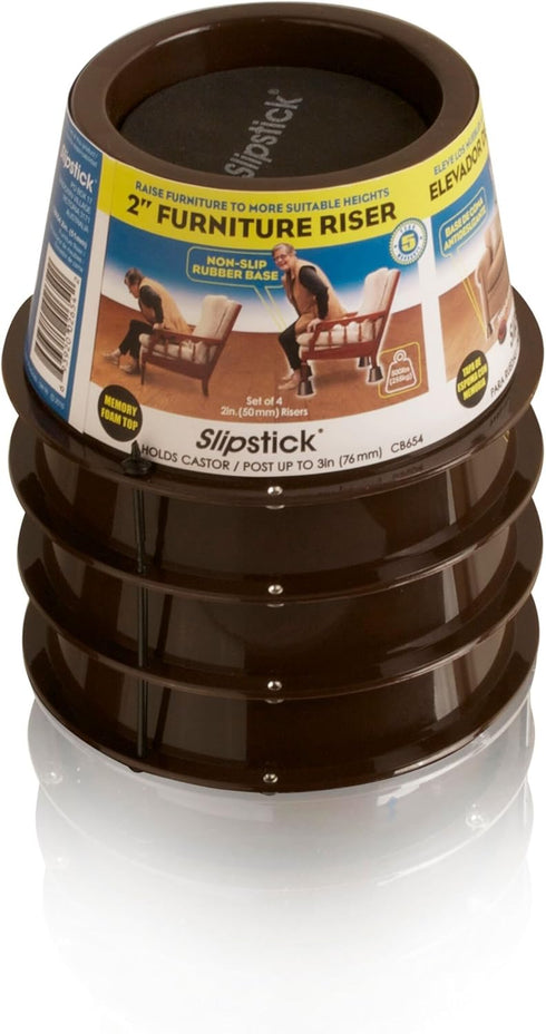 Slipstick CB654 2 Inch Lift Furniture Risers - Adds 2" Height to Heavy Furniture or Beds (Set of 4)