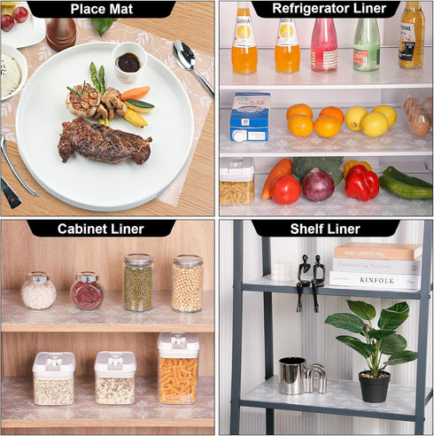 Cooyes Shelf Liner Drawer Liners, Non Adhesive Cabinet Liner, EVA Waterproof Non-Slip Refrigerator Liners for Kitchen,