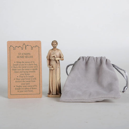 BC Catholic St. Joseph Statue for Selling Homes, Home Seller Kit with Instruction Card and Burial Bag, Handmade