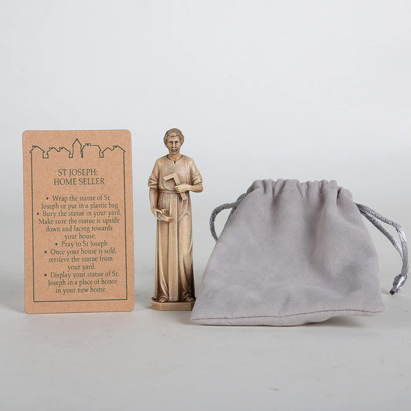 BC Catholic St. Joseph Statue for Selling Homes, Home Seller Kit with Instruction Card and Burial Bag, Handmade