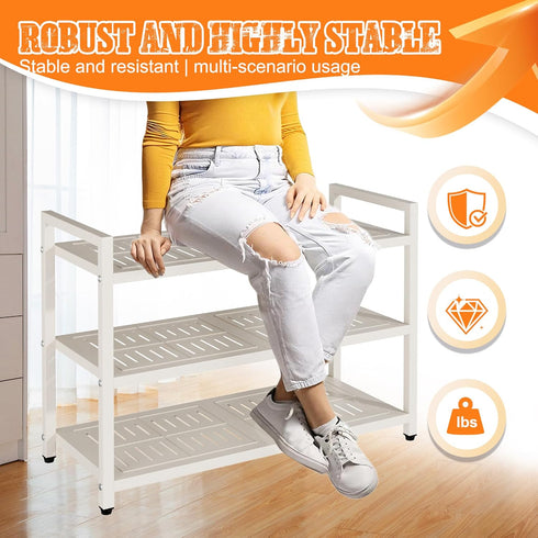DIDSIS 3-Tier 200 lbs Closet, Heavy Duty Metal Shoe Rack, Load Capacity Shoe Organizer with Reinforced Steel Tubes
