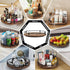 Lazy Susan Organizer, 9 Inch Rotating Spice Rack for Kitchen Countertop, Round Wooden Turntable Holder (Black)