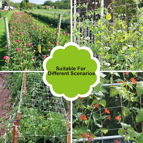 YHmall 2 Pack 5x15 Ft Heavy Duty Trellis Netting for Climbing Plants with 50 Pcs Garden Ties, Outdoor Grow Net