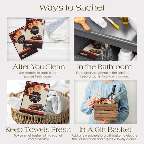 Pack 6, Closet, Floral Simplicity Pumpkin Spice Scented Sachets of Fall & Winter - Long-Lasting Scented Bags, Home