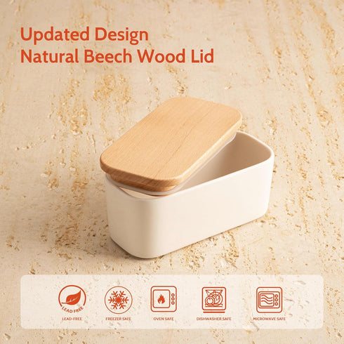 Countertop, 1 Sweese Small Butter Dish with Lid for Airtight Butter Keeper Holds Up to Sticks of Butter, Porcelain