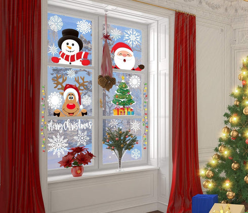 Joy Bang 300 Pcs Christmas Window Clings, Winter Snowflake Stickers, Holiday Decor for Home & Office