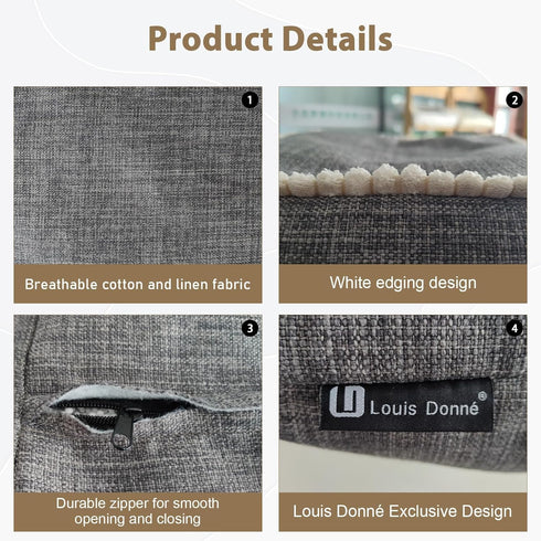17x17in Louis Donn Geometric Unstuffed Pouf Cover Cotton Poufs with White Piping Contact Stiching Footstool Rest Soft