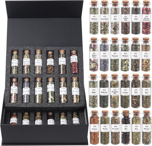 HNSHAG 24pack Witchcraft Supplies Herbs and Flowers Kit, Dried Herb for Spell Jars, Witchy Beginners, Witchcraft Altar