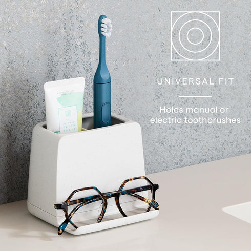 2-Slot, Counter YouCopia The Ledge Toothbrush Holder, Bathroom Vanity Organizer with Cord Slots, Removable Base