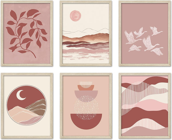 Boho Wall Decor Art Prints, 8x10 Set of 6 Modern Posters for Southwestern Desert Bedroom Decor