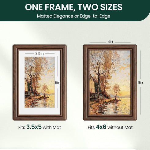 Frames,4 6 Frame,4x6 Glass,4 6 3.5x5 Display,1 Pack Picture x Picture Frame,Solid Walnut Wood Picture Photo Frame