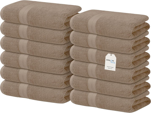 Avalon Towels Luxury Washcloths (Value Pack of 12) Premium Cotton, Soft &