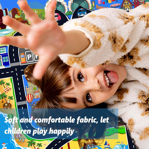 39''x59'' Kids Car Rug Play Mat Carpet for Cars Toys, Educational Road Traffic Carpet Kid Rugs for Playroom Kids Room