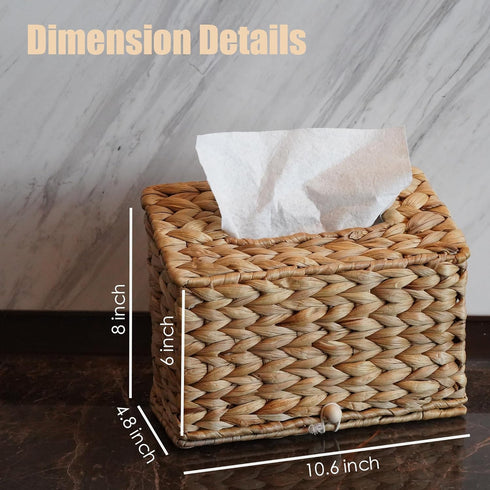 Water Hyacinth Hand Towels Box Cover for Kleenex Disposable Paper Hand Towels, Handwoven Towel Holder, Wicker Tissue