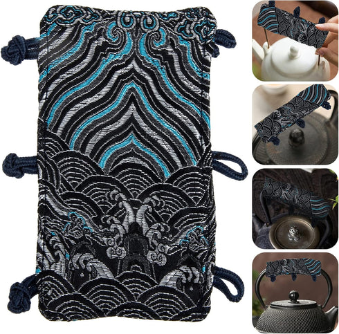 Amosfun Insulated Teapot Handle Gloves - Printed Pot Sleeve Cover for Frying Pan Handle, Non-Slip Kitchen Decor