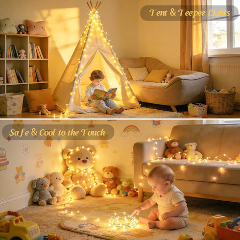 33ft 100 JMEXSUSS USB Fairy Lights for Bedroom, LED Twinkle Lights Plug in with Remote, Indoor String Light for Dorm