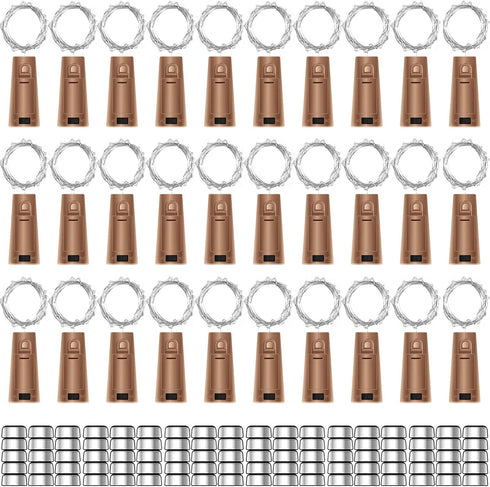 FENSTY 30 Pack Wine Bottle Lights with Cork - Cork Bottle Lights Battery