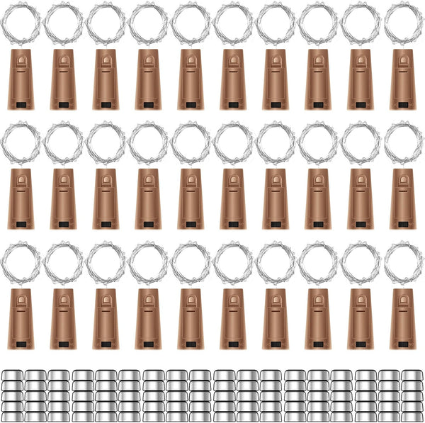 FENSTY 30 Pack Wine Bottle Lights with Cork - Cork Bottle Lights Battery