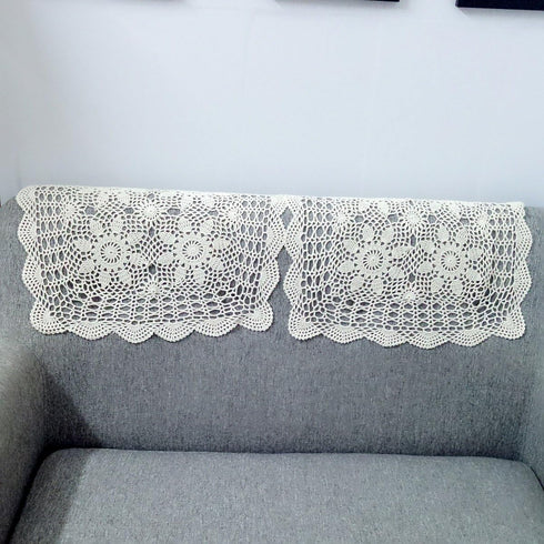 Lelefly Dcor,19 inch,Beige Cotton Handmade Crochet lace Table Runners Square Tablecloth Doilies Doily Table Dresser