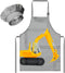 R HORSE 2Pcs Kid Apron And Chef Hat Set, Adjustable Excavator Children
