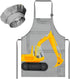 R HORSE 2Pcs Kid Apron And Chef Hat Set, Adjustable Excavator Children