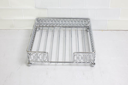 Home Basics Chrome Plated Steel Infinity Collection Flat Napkin Holder Organizing Stand, Elegant Design, Silver Chrome