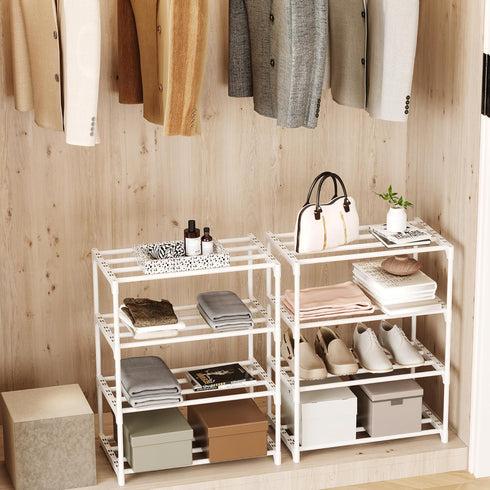 TAUEHR 6-8 Closet (3-Tier, Small Stackable Shoe Rack,Narrow Kids Shoe Stand,Metal Shoe Storage Shelf for Pairs ofShoes