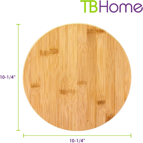 Lazy Susan Organizer for Cabinet, Pantry or Tabletop – 10" Bamboo Turntable for Kitchen, Counter, Spice Rack