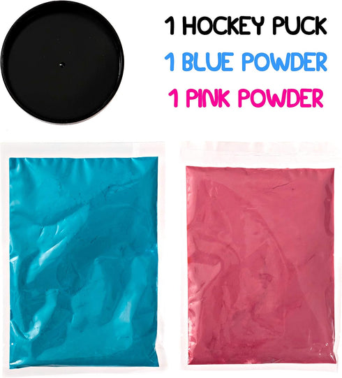 Gender Reveal Hockey Puck with Pink & Blue Powder, Ice Hockey Baby Reveal Party Supplies for Surprise Parties
