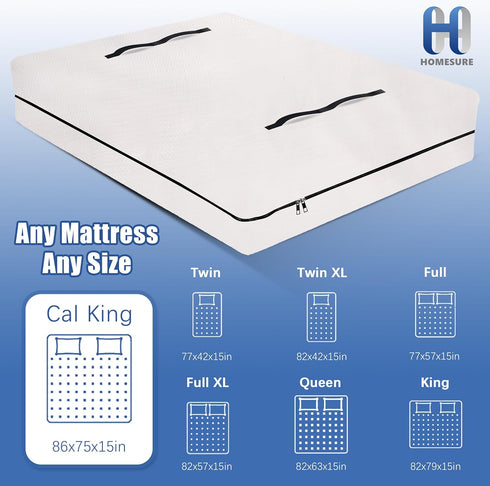 Mattress Bags for Moving and Storage with 8 Handles, Heavy Duty Cover with Strong Zipper Closure, Cali King