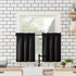No. 918 Martine Microfiber Semi-Sheer Rod Pocket Kitchen Curtain Valance and Tiers Set, 54" x 45", Black