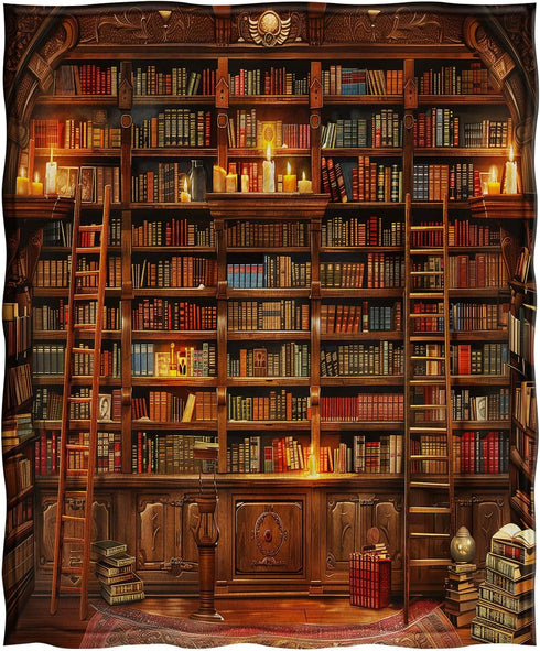 60"x80" Jekeno Vintage Bookshelf Blanket Gifts for Women Men Kids Girls Boys Husband Dad Halloween Birthday Christmas
