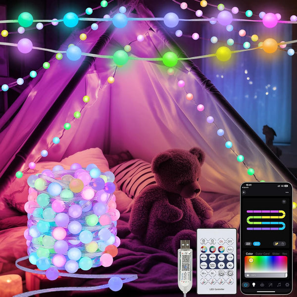 Smart Color Changing Globe String Lights, 33Ft 16 Million Colored Fairy Lights
