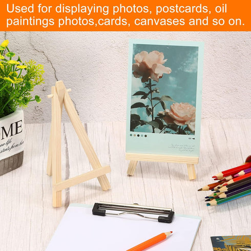 PATIKIL 5.9" Mini Wooden Easel Stand, 6 Pack Table Use Adjustable Triangle Holder for Photos, Canvases
