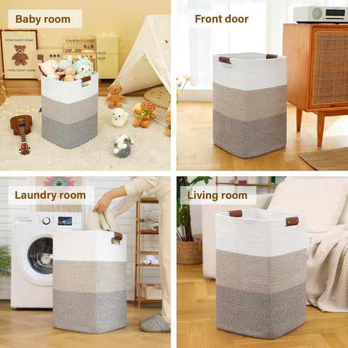Laundry Hamper 96L Extra Large Cotton Woven Basket with Handles for Living Room, Storage for Pillows, Blankets, Clothes