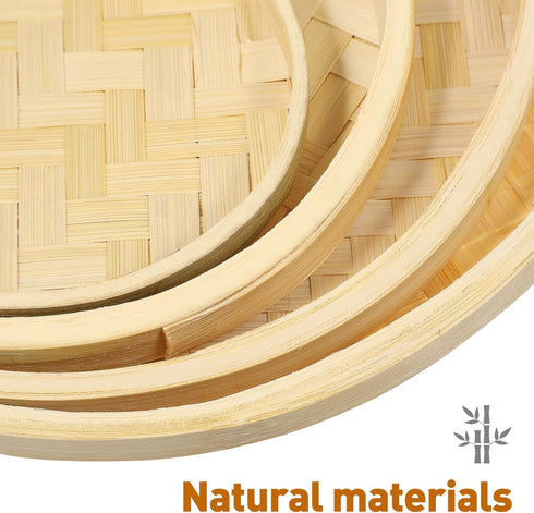 Luxshiny 4pcs Bamboo Weaving Basket, Mini Woven Tray for Bread Display and Craft Storage