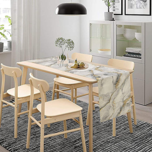 ShiTingYu 13x36 Inch Marble Table Runner Gold Grey Table Dresser Runners Modern Table Coffee Table Runner for Home