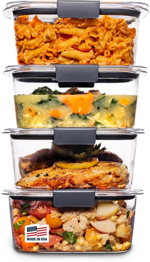 Rubbermaid Brilliance BPA Free Airtight Food Storage Containers with Lids, Set of 4 (4.7 Cup) for Meal Prep