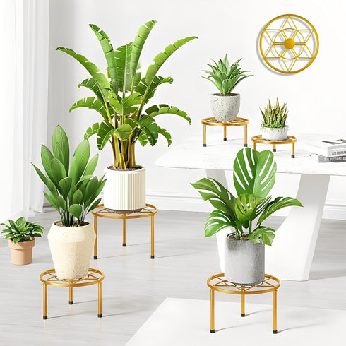 NQW 5 Pack Metal Potted Plant Stands for Indoor Outdoor,Round Planters Flower Pots Stand Holder,Heavy Duty Anti-Rust