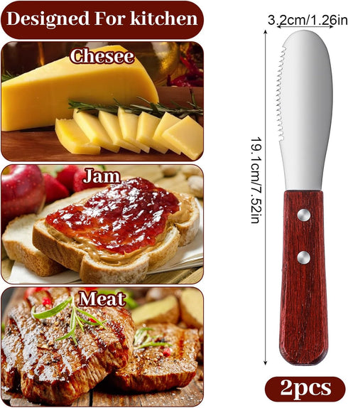 Ouligay 2 Set Pcs Butter Knife Spreader, Cheese Spreader Knife, Stainless Steel Straight Edge Wide Butter Spreaders