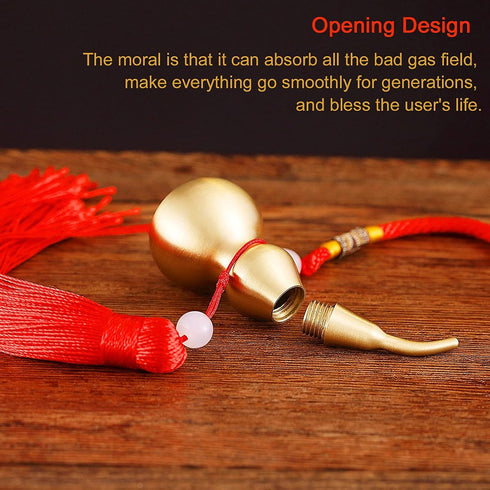 Hanging Decoration Good Luck Wu Lou Gourd - Brass Charm Amulet Home Decor, 3.18 Inch Tall