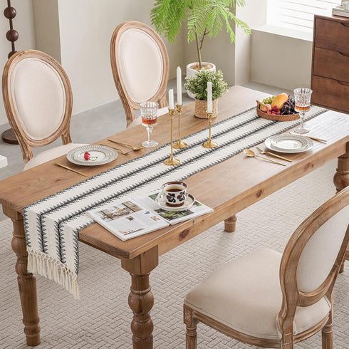 12 36 inch, duduta Black White Tree Boho Macrame Table Runner x Farmhouse Dresser Covers Coffee Table Runner