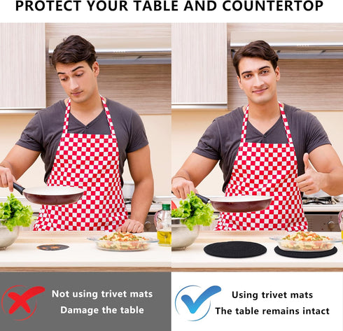 Trivets for Hot Dishes, 7 Inch Hot Pads, 5 Pcs Cotton Table Protector Mats with Storage Basket for Kitchen