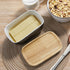 Countertop 3 ALELION Ceramic Butter Container with Airtight Wooden Lid - Black Butter Keeper Crock for - Holds Up